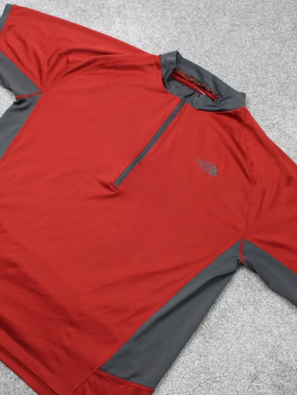 The North Face Cycling Jersey Mens Large Red LWH Long Way Home MTB 1/2-Zip Bike